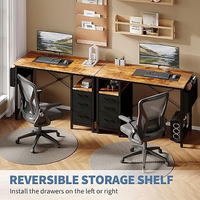 YIORTWO 40 Inch Computer Desk with 3 Drawers Side Storage Bag for Home Office