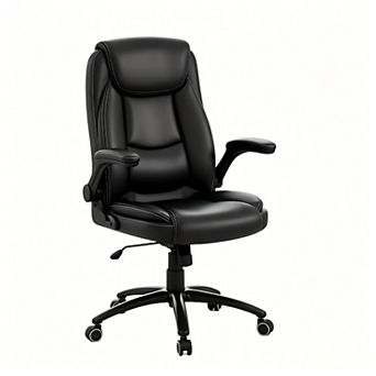 YIORTWO PU Leather Executive Office Chair Flip Up Arms Ergonomic Reclining Desk Chair 300lbs
