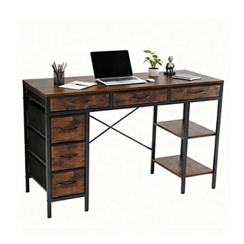 YIORTWO 55 Inch Computer Desk with 6 Drawers Storage Shelves for Home Office