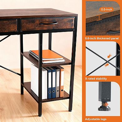 YIORTWO 55 Inch Computer Desk with 6 Drawers Storage Shelves for Home Office