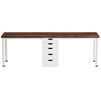 YIORTWO 2 Person Computer Desk with 5 Drawers Long Office Workstation