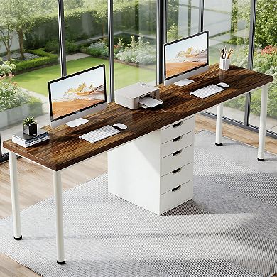 YIORTWO 2 Person Computer Desk with 5 Drawers Long Office Workstation