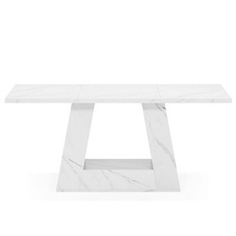 YIORTWO Faux Marble Executive Desk Modern Wood Computer Office Desk