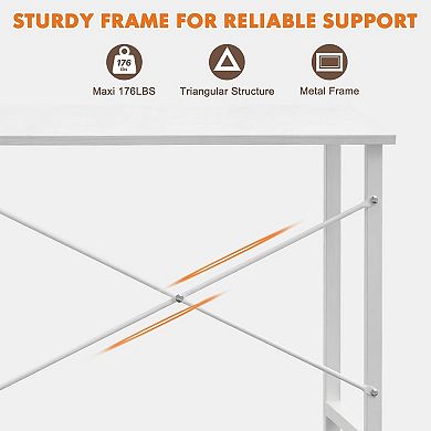 YIORTWO Computer Desk Home Office Writing Table with X Shaped Reinforcement