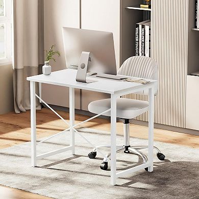 YIORTWO Computer Desk Home Office Writing Table with X Shaped Reinforcement