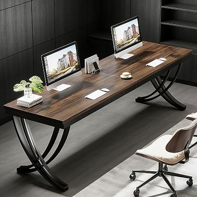 YIORTWO Industrial Two Person Desk Double Computer Desk with Metal Frame