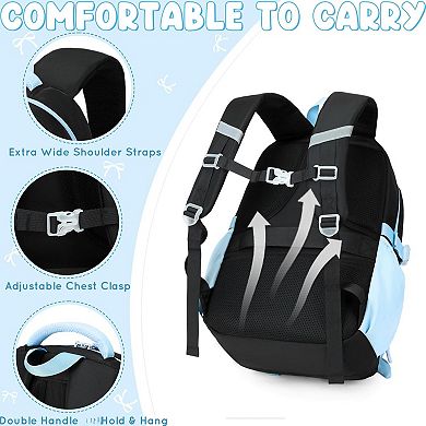 3PCS Backpack Set Lunch Box Pencil Case Bow Daypack