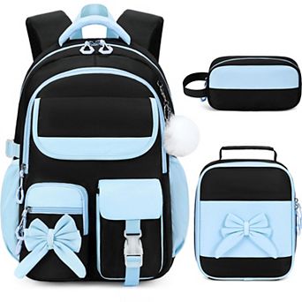 3 pc Backpack Set Lunch Box Pencil Case Bow Daypack