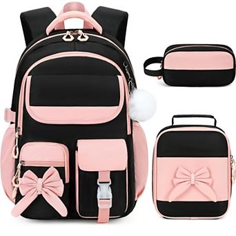 3 pc Backpack Set Lunch Box Pencil Case Bow Daypack