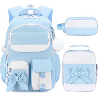3 pc Backpack Set Lunch Box Pencil Case Bow Daypack