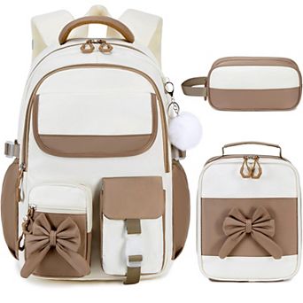 3 pc Backpack Set Lunch Box Pencil Case Bow Daypack