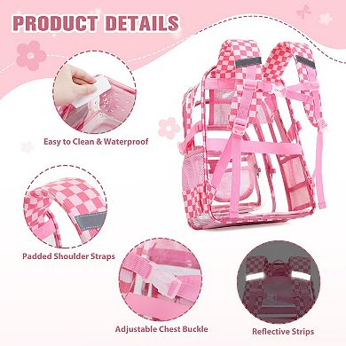 3-piece PVC Transparent School Bookbag Lunch Pencil Case Set