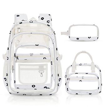 3 pc PVC Transparent School Bookbag Lunch Pencil Case Set