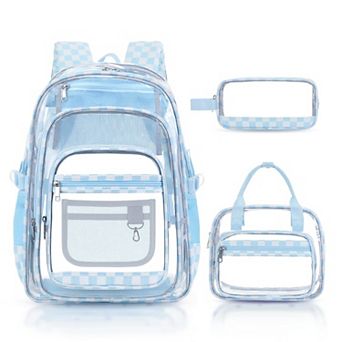 3 pc PVC Transparent School Bookbag Lunch Pencil Case Set