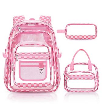 3 pc PVC Transparent School Bookbag Lunch Pencil Case Set