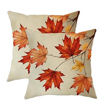 Throw Pillow Covers, Vintage Maple Leaf Print Cushion Cases for Thanksgiving Sofa Decor
