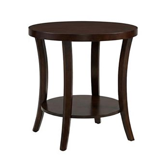 Roundhill Furniture Perth Round End Table with Shelf