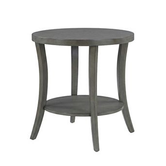Roundhill Furniture Perth Round End Table with Shelf