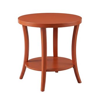 Roundhill Furniture Perth Round End Table with Shelf