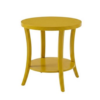 Roundhill Furniture Perth Round End Table with Shelf