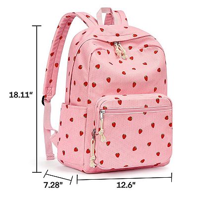 Cute Preppy Corduroy Bookbag Bow Schoolpack Teens Women Travel display picture 3