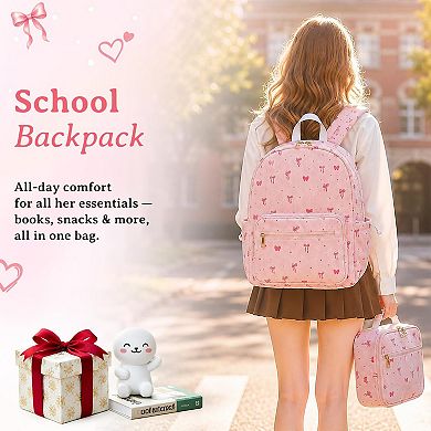 3-in-1 Corduroy Backpack Set with Lunch Bag Pencil Case student backpack