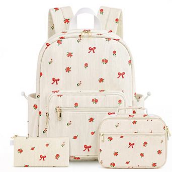 3-in-1 Corduroy Backpack Set with Lunch Bag Pencil Case student backpack