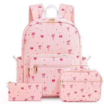 3-in-1 Corduroy Backpack Set with Lunch Bag Pencil Case student backpack