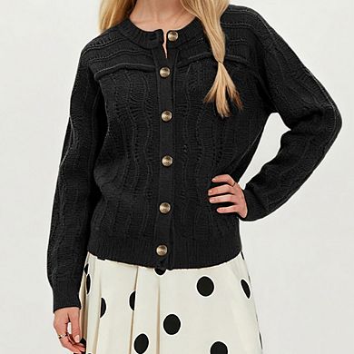 Women's Button Front Long Sleeve Knit Cardigan Sweater