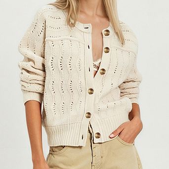 Women's Button Front Long Sleeve Knit Cardigan Sweater