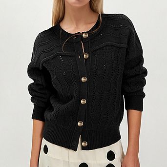 Women's Button Front Long Sleeve Knit Cardigan Sweater