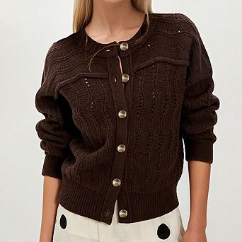 Women's Button Front Long Sleeve Knit Cardigan Sweater