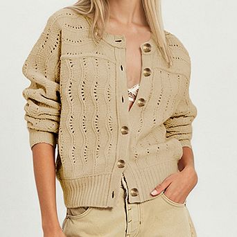 Women's Button Front Long Sleeve Knit Cardigan Sweater