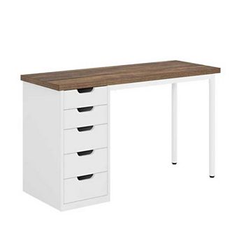 YIORTWO Modern Computer Desk with 5 Drawers Writing Study Table 47 Inch