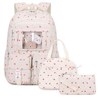 3 pc 15" Pig Girl Corduroy School Bag Set Lunch Box Pencil Case