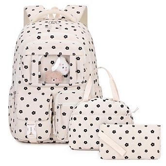 3 pc 15" Pig Girl Corduroy School Bag Set Lunch Box Pencil Case