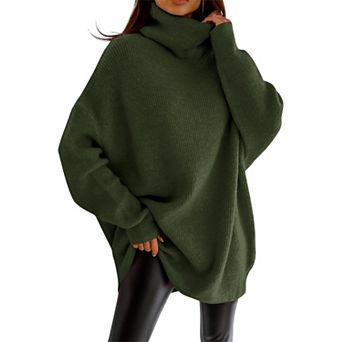 Women Turtleneck Oversized Batwing Chunky Pullover Knit Jumper