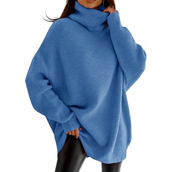 Women Turtleneck Oversized Batwing Chunky Pullover Knit Jumper