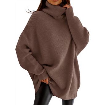 Women Turtleneck Oversized Batwing Chunky Pullover Knit Jumper