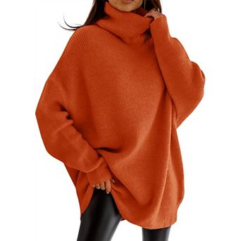 Women Turtleneck Oversized Batwing Chunky Pullover Knit Jumper