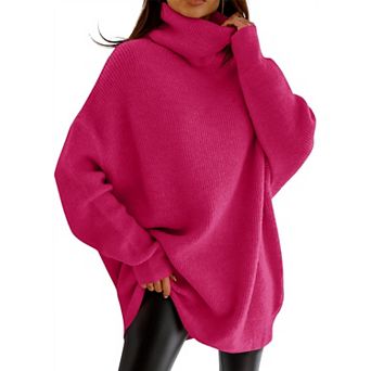 Women Turtleneck Oversized Batwing Chunky Pullover Knit Jumper