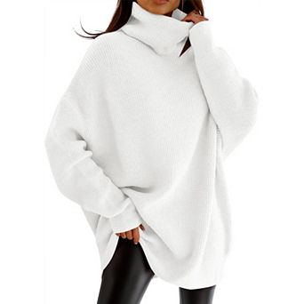 Women Turtleneck Oversized Batwing Chunky Pullover Knit Jumper