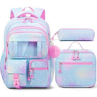3-in-1 Backpack Lunch Box Pencil Pouch Set Girls