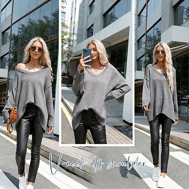 Women's Oversized Batwing Knit Pullover