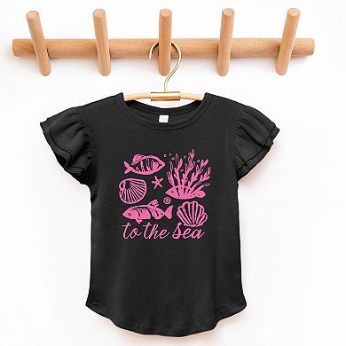 To The Sea Creatures - Flutter Sleeve Graphic T-Shirt
