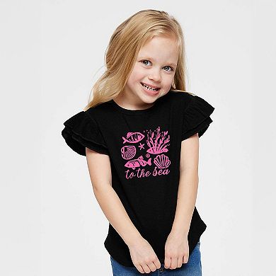 To The Sea Creatures - Flutter Sleeve Graphic T-Shirt