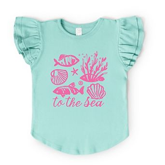 To The Sea Creatures - Flutter Sleeve Graphic T-Shirt