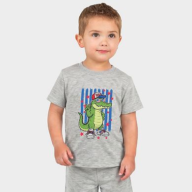 Patriotic Alligator Stripes - Toddler Crew Shorts Set