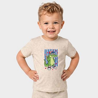 Patriotic Alligator Stripes - Toddler Crew Shorts Set