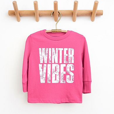 Winter Vibes Block Distressed - Youth Long Sleeve Graphic T-Shirt